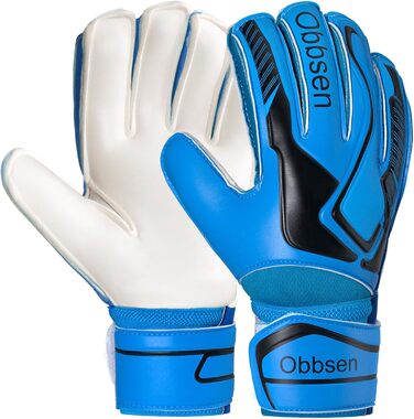 Воротарські рукавиці JOYJ з FingerSave, дитячі унісекс, футбольні, Super-Grip, товстий латекс, для дітей, підлітків та дорослих (Розмір 6, Сині)