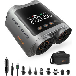 OutdoorMaster Vortex Pro: Електрична SUP-насос з акумулятором 57.7Wh, 12V/15.8V DC, Typ-C, 8 насадок для SUP та інших надувних виробів