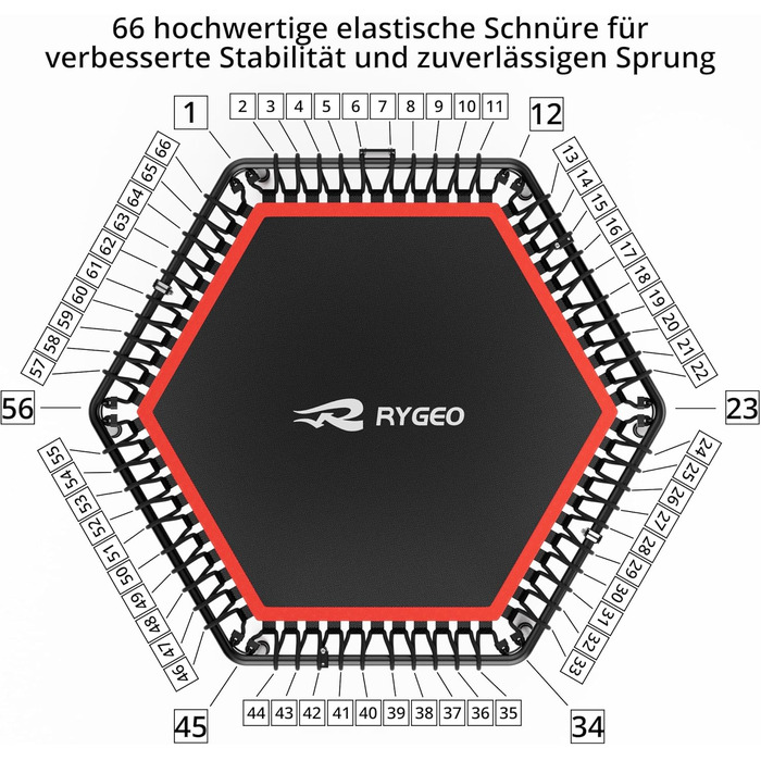 Батут фітнес 50 дюймів для дорослих – міні-батут для дому, міцний каркас, до 230 кг, чорний