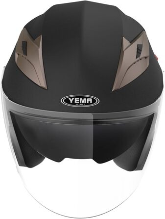 Мотоциклетний шолом YEMA YM-627 чорний матовий з подвійним візором і сонцезахисним козирком, ECE, для жінок та чоловіків