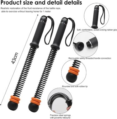 Бійцівське канат Ropeless Adjustable - 2 шт. (Чорний) для дому, фітнесу та спалювання жиру