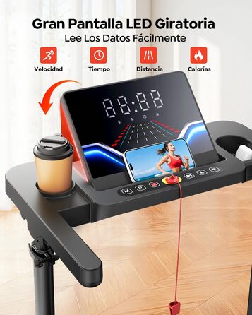 Бігова доріжка для дому 12 км/год, електрична, з кутом нахилу 10%, Bluetooth, тримач для планшета, 2.5HP, LED дисплей