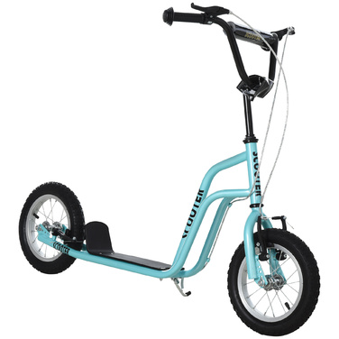 HOMCOM Scooter Kick Scooter Дитячий самокат Міський самокат з 12 дюймовими пневматичними шинами, кікборд для дітей від 5 років, синій, регульований 120x58x75-80см