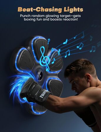 Музична боксерська машина BESSERITE з підсвіткою та рукавичками, для дорослих та підлітків