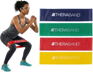 TheraBand Набір гумових петель для фітнесу (4 шт.), 30 см, для ніг, сідниць, реабілітації, вправ, розтяжки, силових тренувань - всі рівні