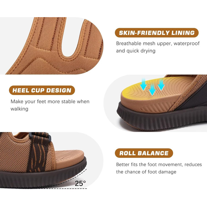 Ортопедичні чоловічі сандалії KuaiLu: спортивні, з товстим ущільненням, для відпочинку та спорту, з регульованим ремінцем та підтримкою склепіння стопи при фасціїті