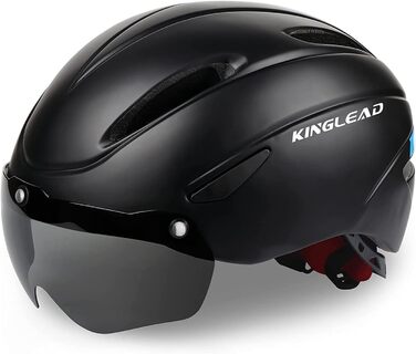 Велошолом KINGLEAD з магнітними окулярами, регульований шолом для дорослих чоловіків і жінок, для шосейного і гірського велосипеда, чорний