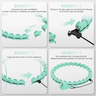 Гнучкий обруч для схуднення Smart Hoop з ваговим кільцем, 24 вузли, 120 см, блакитний - для дорослих та початківців