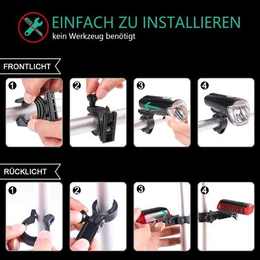 Набір LED-велофаро для велосипеда з покажчиками поворотів, сертифікований за стандартом STVZO, USB-зарядка, фара та задній ліхтар (10/20/40 Lux), водонепроникні