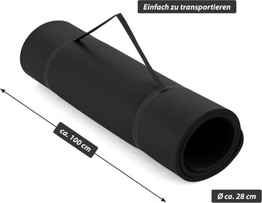 Фітнес-мат для йоги MAXXIVA 190x100x1,5 см, чорний, антиковзкий, без фталатів, з ременем для перенесення – гімнастичний, спортивний, тренувальний килимок