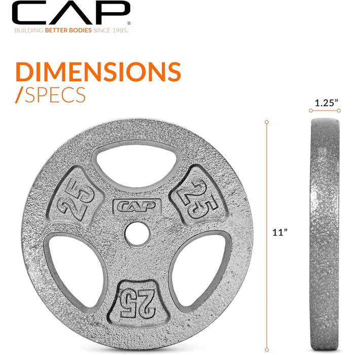 Стандартні диски для штанги CAP Barbell, 2,5 см, 11,3 кг, сірі, 2 шт.