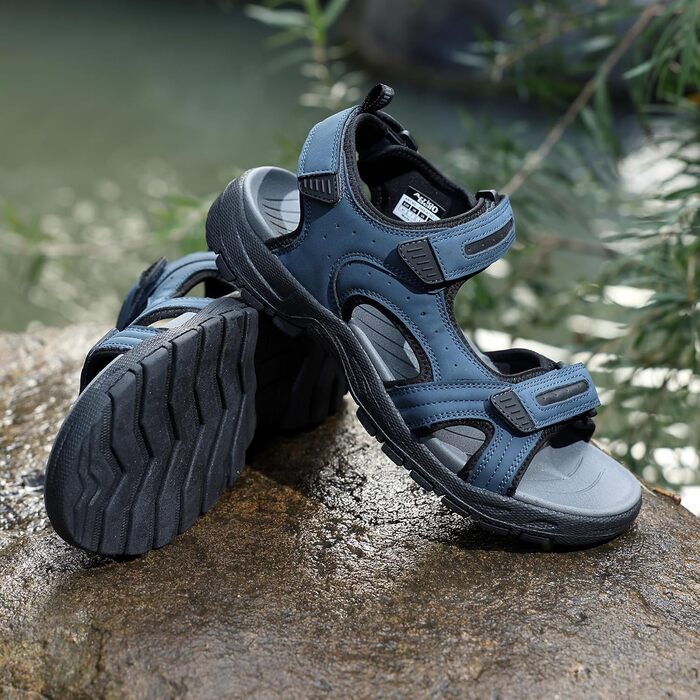 Чоловічі сандалі ARRIGO BELLO для трекінгу та пляжу, блакитні, розмір 45 EU. Зручні сандалі на липучках для активного відпочинку та водних видів спорту.