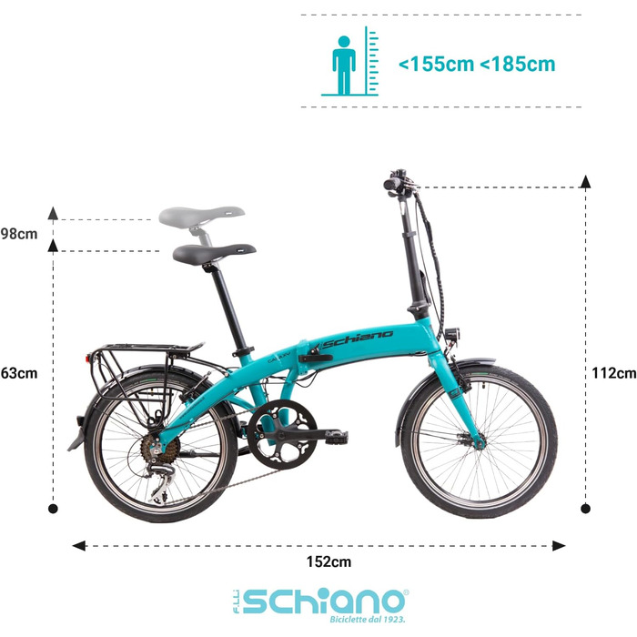 Електровелосипед F.lli Schiano Galaxy 20 дюймів, складаний, Shimano, для дорослих, до 25 км/год, чоловічий/жіночий, комфортний міський e-bike