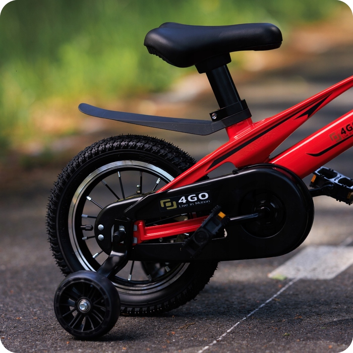 Дитячий велосипед 16 дюймів із бічними колесами, червоний