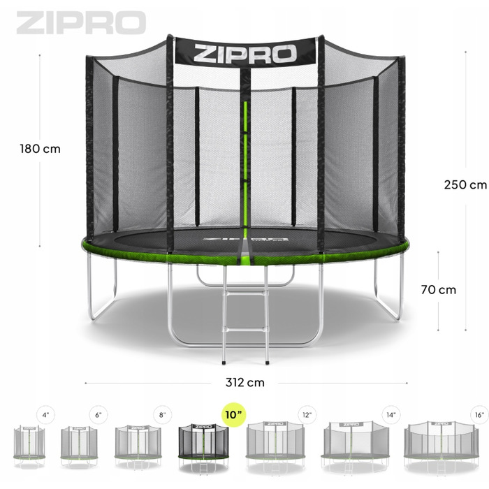 Батут із захисною сіткою Trampolina 312 см FT 10 (304-312 см)