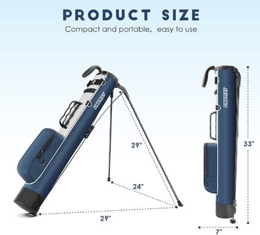 Сумка для гольфу Findway: сталева сумка з ременями, легка та міцна, 80 см, для тренувань та гри, A1-BU