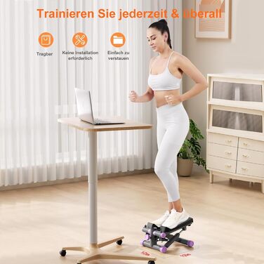 Міні степер для дому з мотузками, 150 кг, LCD дисплеєм, регульованим опором, для тренування ніг, рук, сідниць