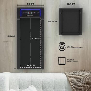Sportstech sWalk Fold: компактний складаний біговий тренажер для дому з LED-підсвіткою та керуванням через додаток, до 6 км/год, з транспортними роликами, тихий, до 120 кг
