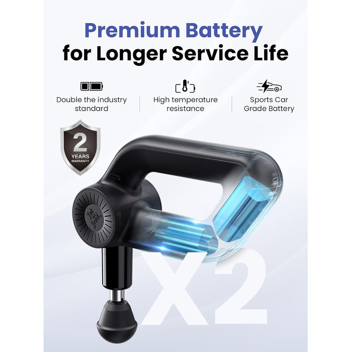 Масажер для м'язів Bob and Brad D6 Pro з OLED-екраном та великою амплітудою 16 мм, сумка в комплекті, чорний