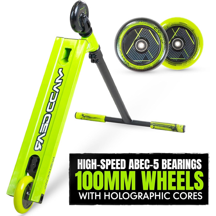 Скутер трюковий Madd Gear MG1 Raven Series – професійний, алюмінієвий, для дітей від 5 років (зелений/чорний)