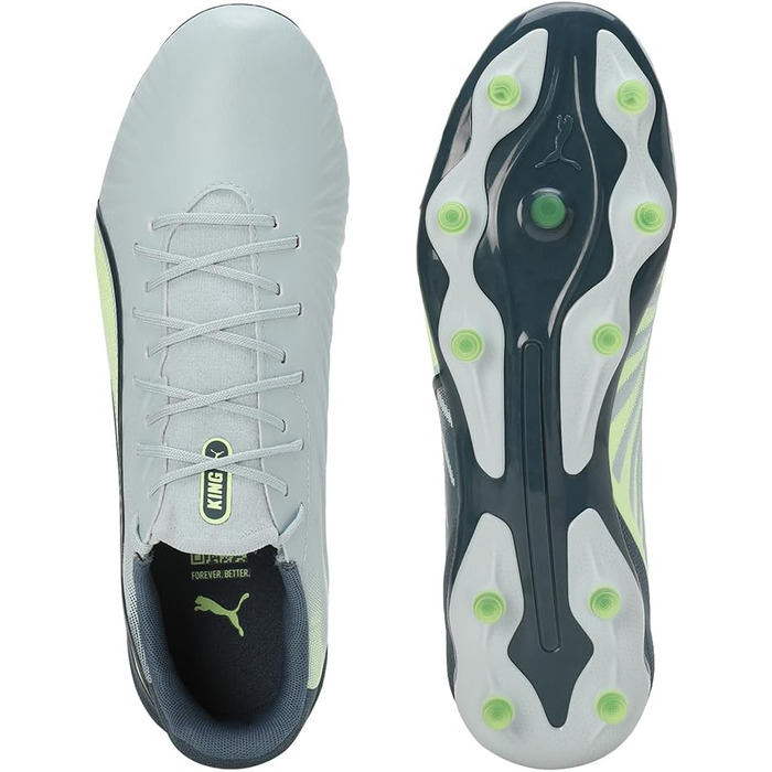 Футбольне взуття PUMA King Match Fg/Ag (41 EU) – унісекс, кольори: Frosted Dew, Fizzy Apple, Gray Skies