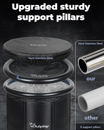 Кріованна Bubplay XL для спортсменів та дорослих, кругла ванна для холодних занурень (Cold Plunge Tub), 400 л, чорна