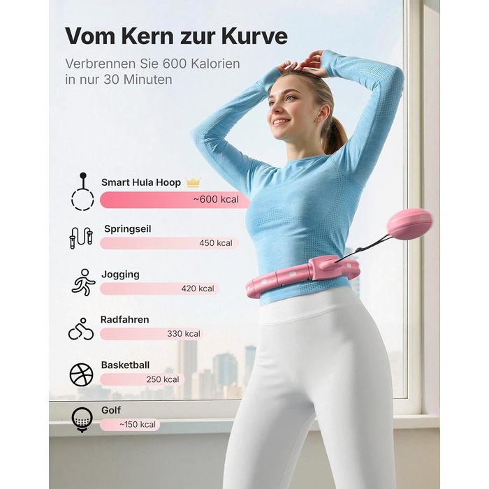 Хула-хуп MERACH з лічильником калорій та вагами, тихий, знімний, для талії 84-144 см, для спалювання жиру та кардіотренувань, домашній фітнес-інвентар