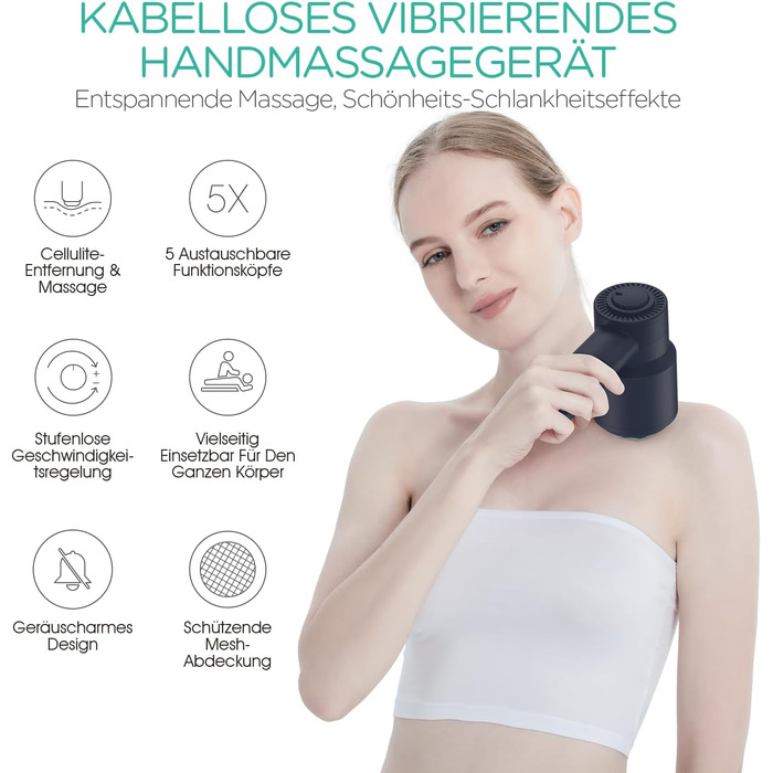 VOYOR HEALTH електричний ручний масажер від целюліту CM410, синій – для шиї, плечей, живота, талії та стегон, зняття болю та розслаблення м'язів
