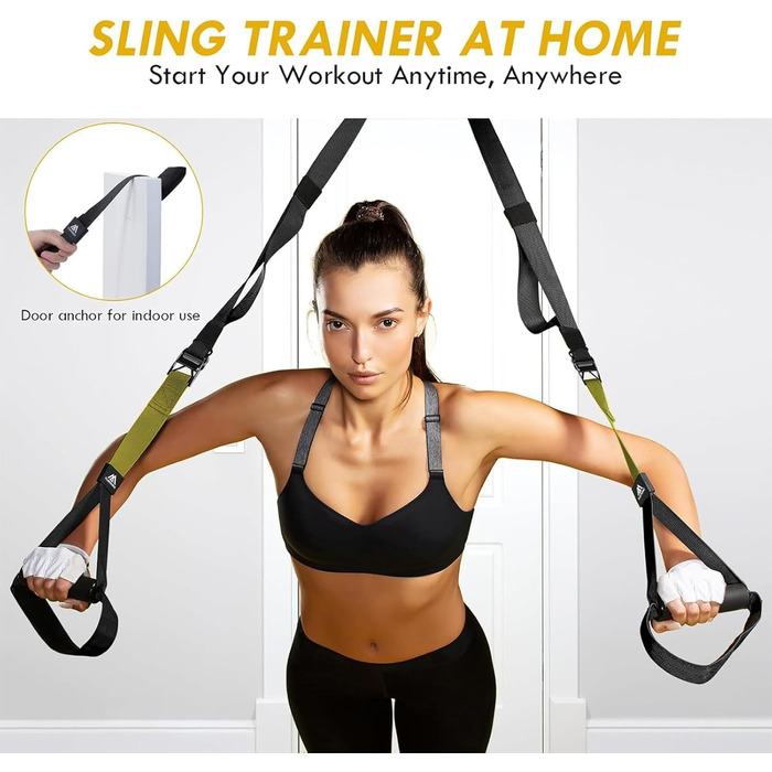 Шкіряний тренажер Schlingentrainer Flintronic для всього тіла, комплект для дому (чорний/зелений)