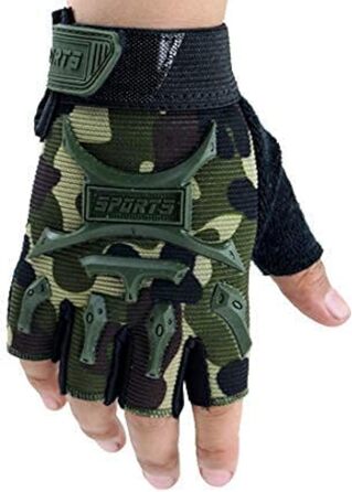 Дитячі велосипедні рукавички Long Keeper для хлопчиків та дівчаток, напівпальцеві, для скейтбордингу, катання на роликах та альпінізму, Outdoor Sport (камуфляж/S)