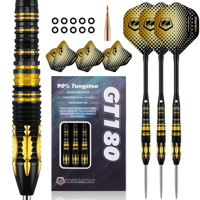 Дарти WIN.MAX Tungsten 90% (24г) з металевим наконечником - 3 шт., професійні сталеві дротики