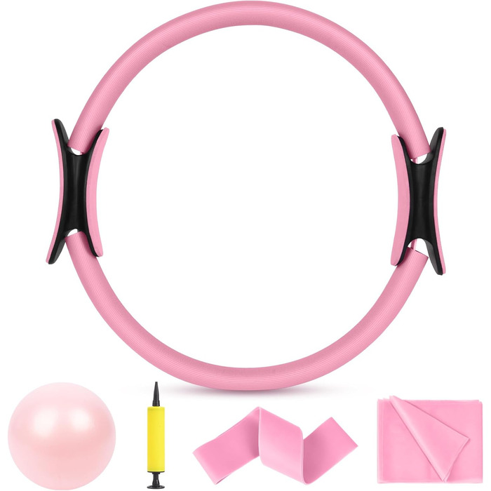 Набір для пілатесу AOOSA: кільце Magic Circle 38 см, 6 шт. (4 шт. рожевий, 2 шт. фіолетовий) для йоги, фітнесу та реабілітації