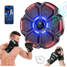 Музична бокс-машина Snawowo для дорослих і дітей з LED підсвіткою, Bluetooth, 9 режимами швидкості, електронний тренажер для боксу з музикою і лічильником ударів
