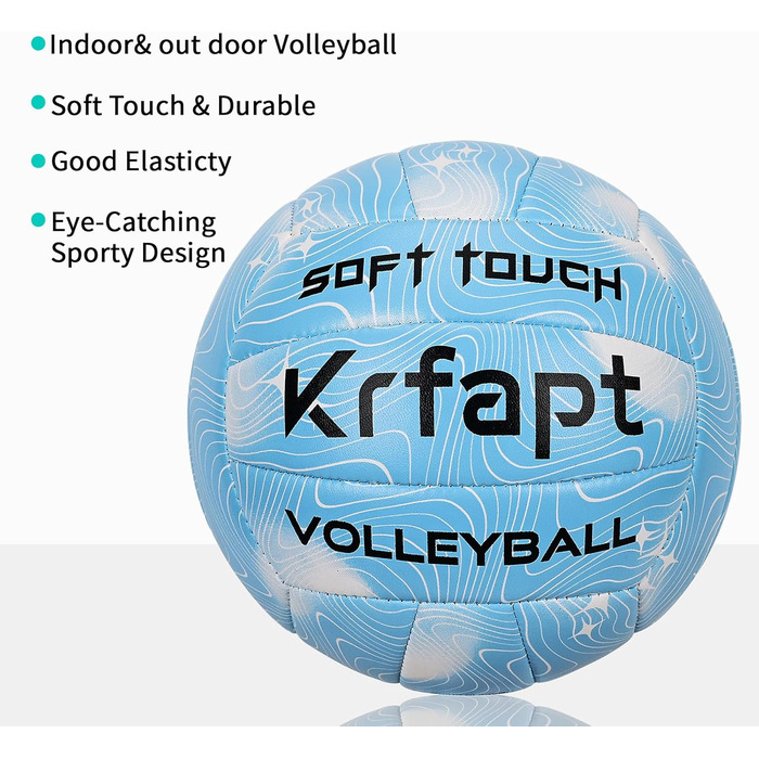 Волейбольний м'яч Krfapt розмір 5, офіційний, Soft Touch, для тренувань, Outdoor/Indoor, водонепроникний, з дизайном Ripples (Blue/Purple/Pink)