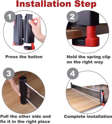 Сітка для настільного тенісу Sportout, регульована, знімається, замінна, для всіх типів столів, чорна