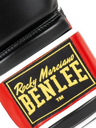 Боксерські рукавички BENLEE Sugar Deluxe 14 унцій, шкіряні, чорні/червоні