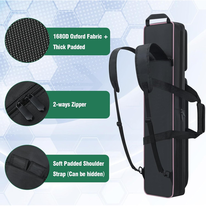 Чохол для більярдних київ на 4 основи та 5 шахт, м'який, з кількома кишенями, для аксесуарів, рожевий