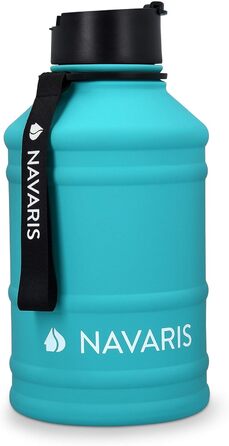 Navaris Фітнес-пляшка 2,2 л із нержавіючої сталі, спортивна пляшка для води, XXL бутель для тренувань, BPA Free, бірюзова