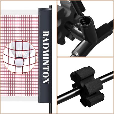 Мережа волейбольна / бадмінтонна з регульованою висотою, складана, для вулиці, з сумкою 310 см