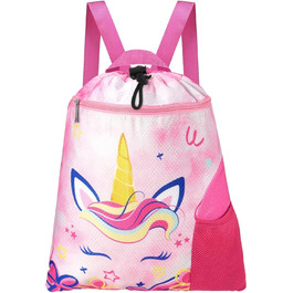 Спортивна сумка WAWSAM для гімнастики з шнурком, 38 x 45 см. Дитяча водонепроникна сумка для плавання, пляжу, покупок (Єдиноріг A002)