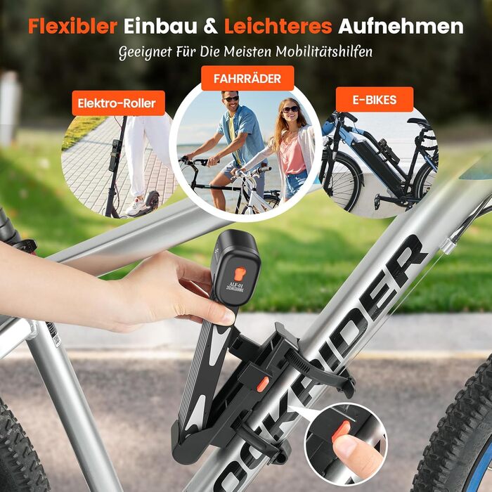 Замок для велосипеда Sportneer 100 см з 3 ключами, сталевий, захист від зламів, висока безпека, ART рівень безпеки