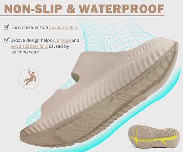 Жіночі сандалії KuaiLu для відновлення, спортивні слайдери з підтримкою склепіння стопи, ортопедичні, для фасціїту п'яткової кістки, товсті літні сандалії (бежеві, 38 EU)