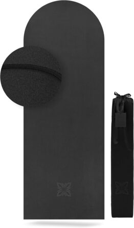 Килимок для йоги та пілатесу OMNANA MYTHOS BLACK 190x70 см, мікрофібра та натуральний каучук, нековзкий, вологопоглинаючий, 4 мм, для фітнесу та гімнастики
