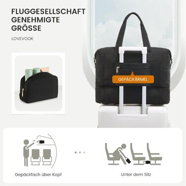 Сумка-мішок LOVEVOOK для вихідних, клінічна сумка, ручна поклажа, легка лікарняна сумка, місткий дорожній мішок з відділенням для взуття та косметичка, спортивна сумка для подорожей, 52x38x25 см (50 л), B-beige Nude