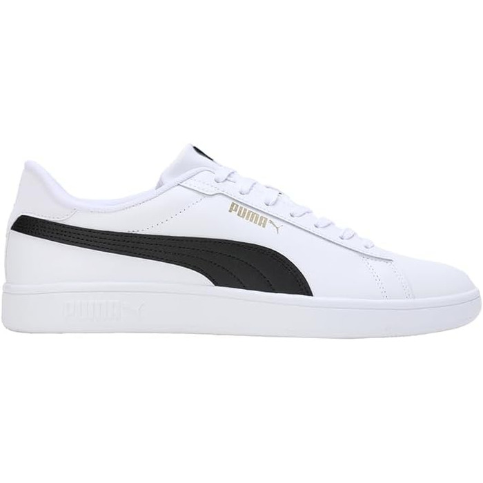 Чоловічі шкіряні кросівки Puma Smash 3.0 L чорні (White Black Gold), 37 EU