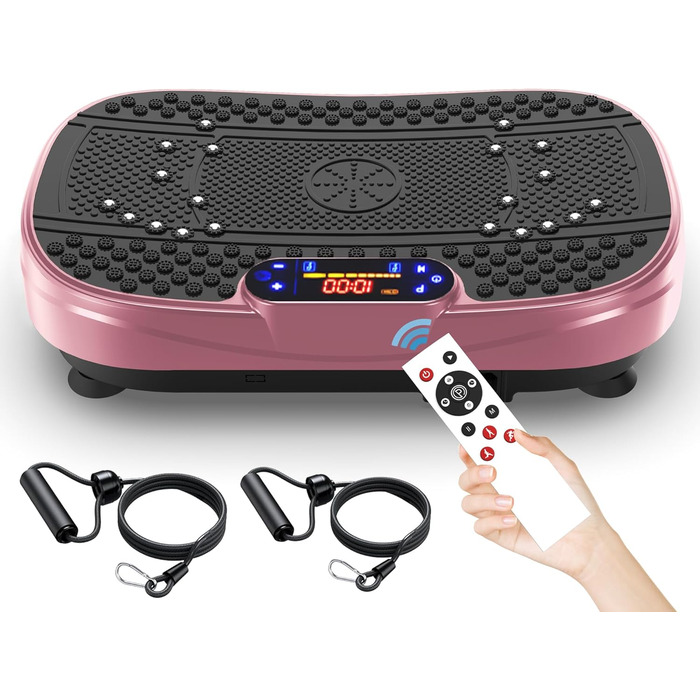 Вібраційна платформа для дому - ротаційна платформа з 120 рівнями та 5 режимами, з еластичними стрічками та пультом дистанційного керування, для спалювання жиру, нарощування м'язів та формування фігури, ідеально підходить для дому, домашнього спортзалу (Р