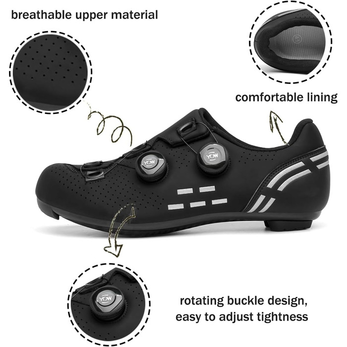 Велотуфлі для чоловіків та жінок, сумісні з Peloton, для занять у залі та на відкритому повітрі, з шипами Delta, білі (43 EU, чорні)