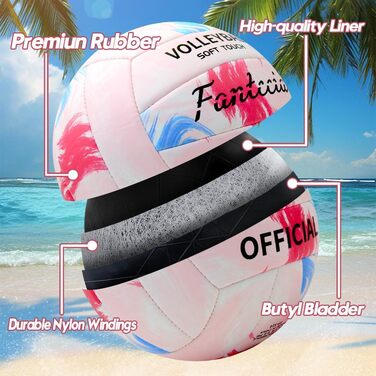 Волейбольний м'яч Fantecia для пляжного волейболу та басейну. Розмір 5, з помпою, для тренувань та гри. Підходить для юнаків та дорослих