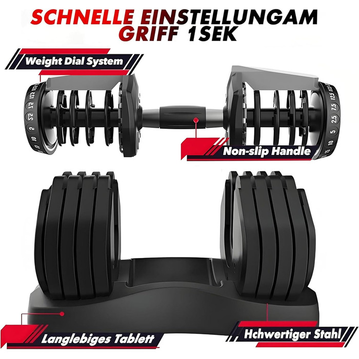 Регульовані гантелі 15 в 1: комплект для силових та домашніх тренувань (24-40 кг)