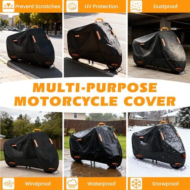 Водонепроникна мотоциклетна накривка Zorplex для захисту від пилу та сонця, 210D Oxford, до 245x105x125 см